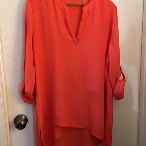 Soft Surroundings Tunic Burnt Orange Long Sleeve Split Neck Women's Size…